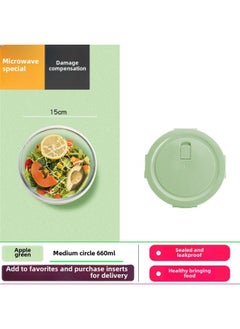 Custom Processing High Borosilicate Glass Lunch Box Three-piece Set Student Office Workers With Rice Bowl Microwave Oven Special Fresh-keeping Bowl-Specifications:Medium Round Fresh-keeping Bowl 660ml-Color:Pink