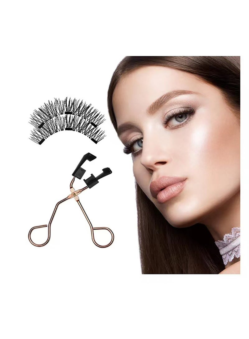 مجموعة رموش مغناطيسية قابلة لإعادة الاستخدام، رموش صناعية مغناطيسية مزدوجة طبيعية، لا تحتاج إلى غراء مع ملاقط - Image 5