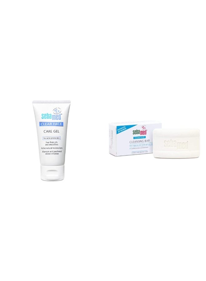Sebamed Clear Face Care Gel, 50ml & SebaMed Clear Face Cleansing Bar, 100g - Image 1