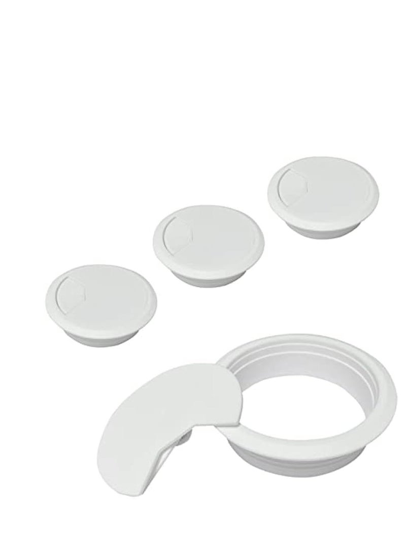 KNP Plastic Grommet Computer Cable Tidy Desk Table PC Outlet Wire Cover 80MM 60MM White pack of 3