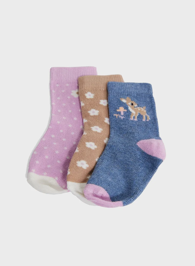 مذركير Infant 3 Pack Floral Print Socks