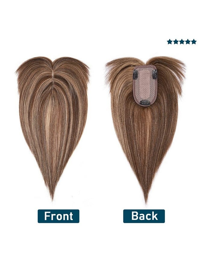 SEGO 100% Real Human Hair Toppers With Bangssilk Base 150% Density Clip In Topper Top 2.7”X5.1” Hair Pieces For Women With Thinning Hair/Hair Loss Cover Gray Hair - Image 3