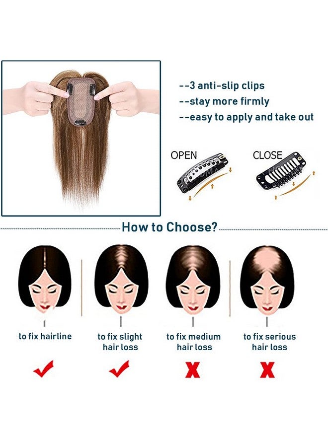 SEGO 100% Real Human Hair Toppers With Bangssilk Base 150% Density Clip In Topper Top 2.7”X5.1” Hair Pieces For Women With Thinning Hair/Hair Loss Cover Gray Hair - Image 4