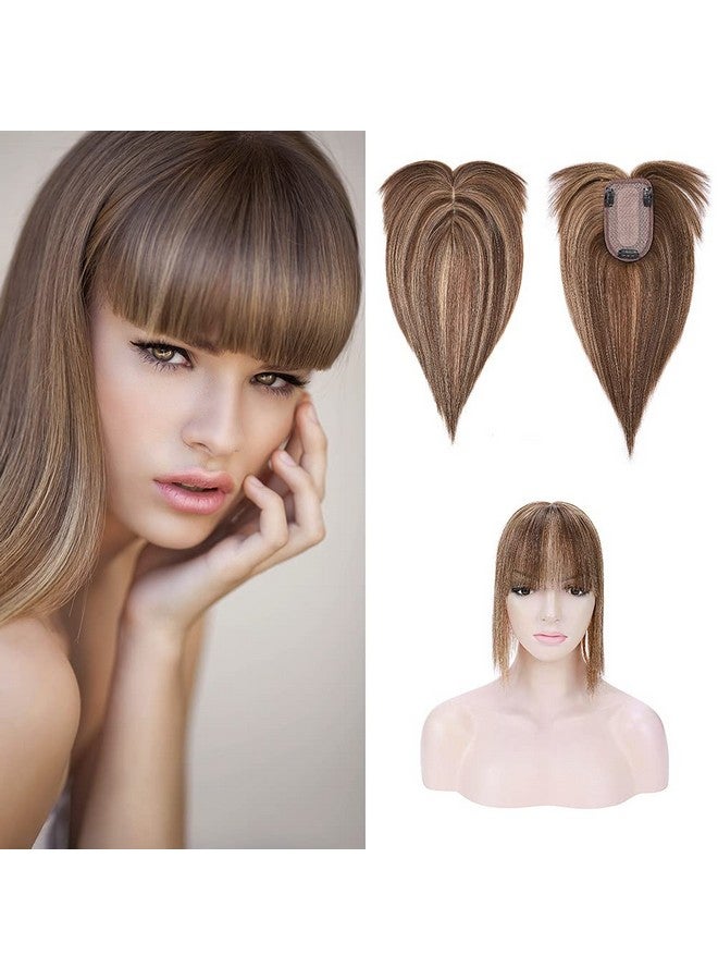 SEGO 100% Real Human Hair Toppers With Bangssilk Base 150% Density Clip In Topper Top 2.7”X5.1” Hair Pieces For Women With Thinning Hair/Hair Loss Cover Gray Hair - Image 1