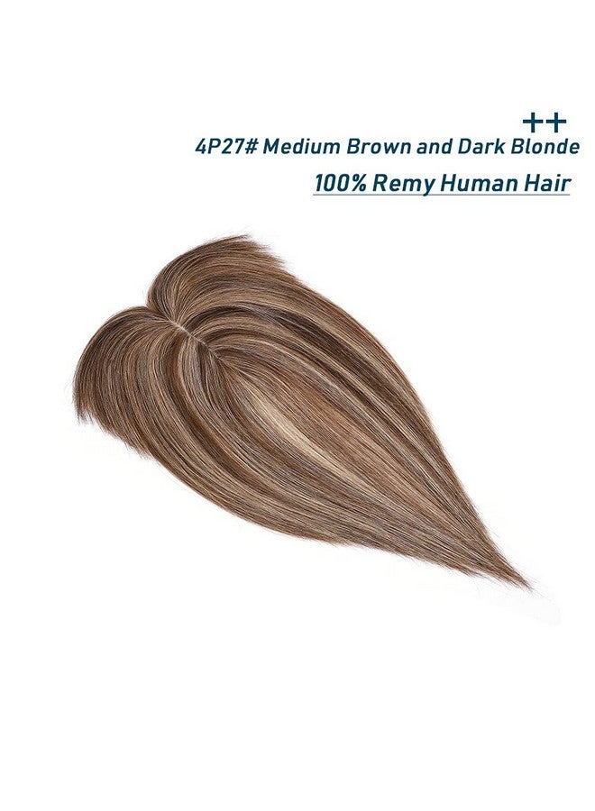 SEGO 100% Real Human Hair Toppers With Bangssilk Base 150% Density Clip In Topper Top 2.7”X5.1” Hair Pieces For Women With Thinning Hair/Hair Loss Cover Gray Hair - Image 2