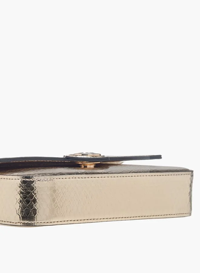 سيليست Womens Textured Crossbody Bag With Flap Closure And Chain Strap