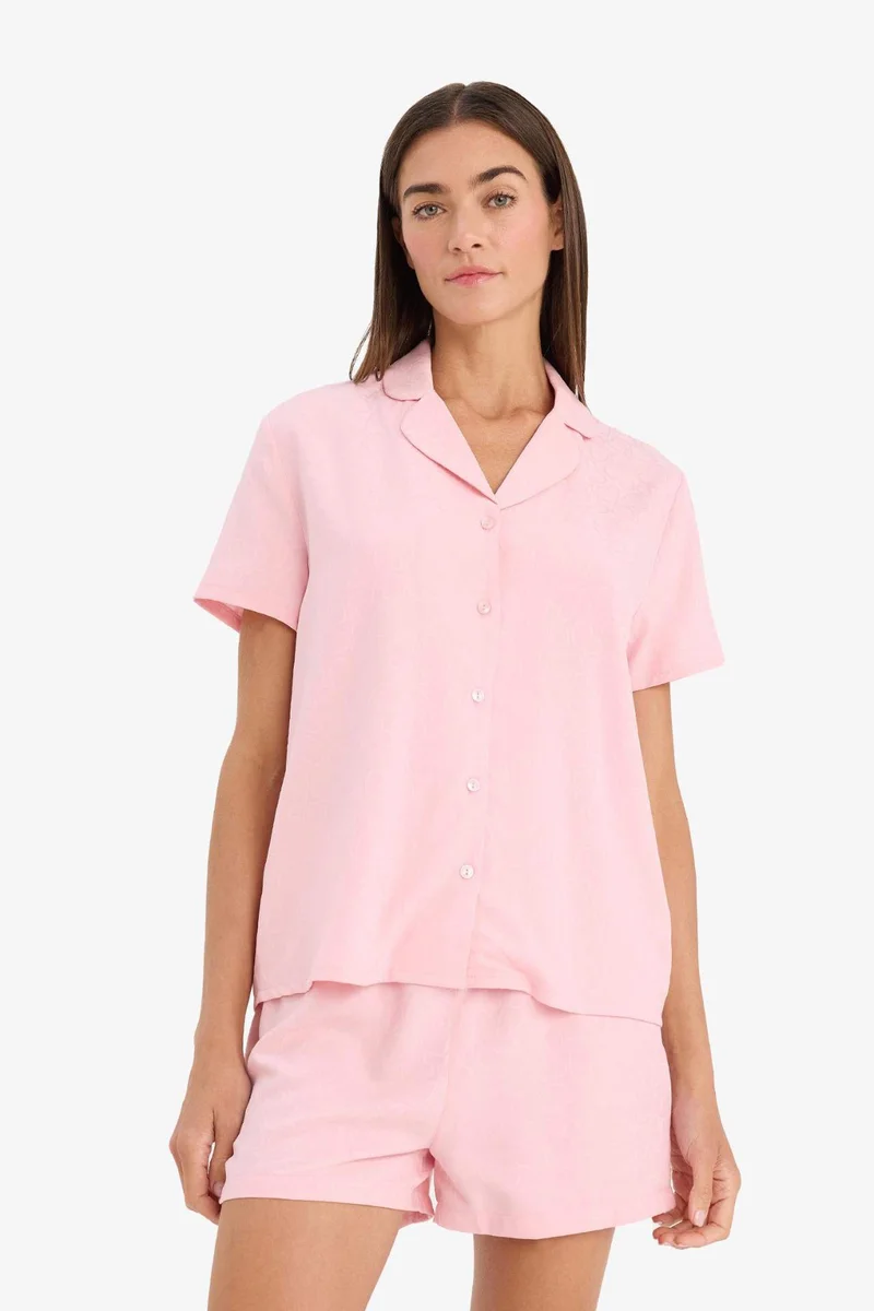 ديفاكتو Regular Fit Short Sleeve 2 Piece Satin Set