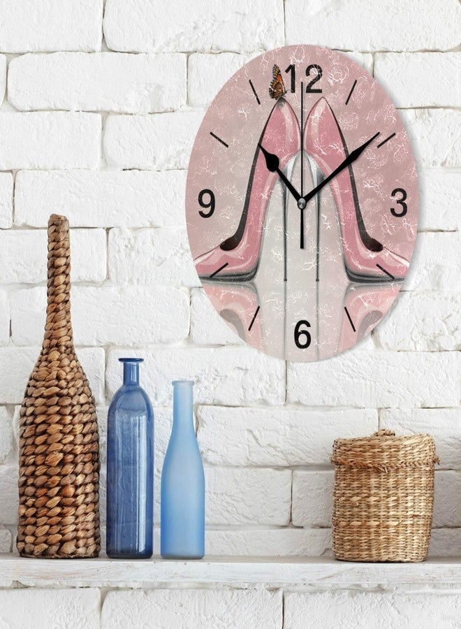 ألازا ساعة حائط دائرية من الأكريليك مقاس 9.5 بوصة بتصميم فراشة وكعب عالٍ من ALAZA Home Decor، ساعة صامتة بدون صوت تكتكة، مناسبة لغرفة المعيشة والمطبخ وغرفة النوم (مؤشر أسود). - Image 3