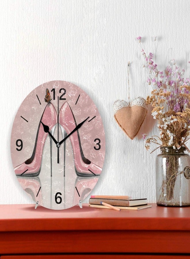 ألازا ساعة حائط دائرية من الأكريليك مقاس 9.5 بوصة بتصميم فراشة وكعب عالٍ من ALAZA Home Decor، ساعة صامتة بدون صوت تكتكة، مناسبة لغرفة المعيشة والمطبخ وغرفة النوم (مؤشر أسود). - Image 2