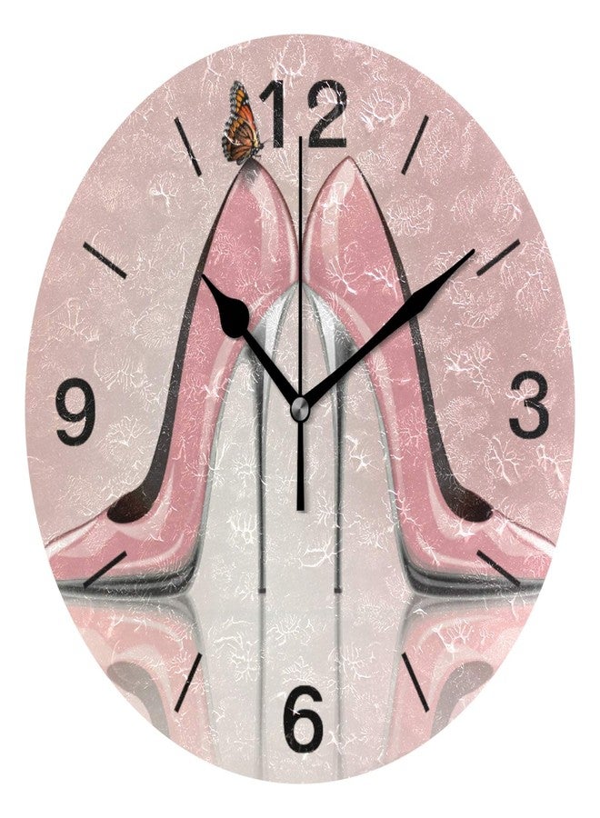ألازا ساعة حائط دائرية من الأكريليك مقاس 9.5 بوصة بتصميم فراشة وكعب عالٍ من ALAZA Home Decor، ساعة صامتة بدون صوت تكتكة، مناسبة لغرفة المعيشة والمطبخ وغرفة النوم (مؤشر أسود). - Image 1