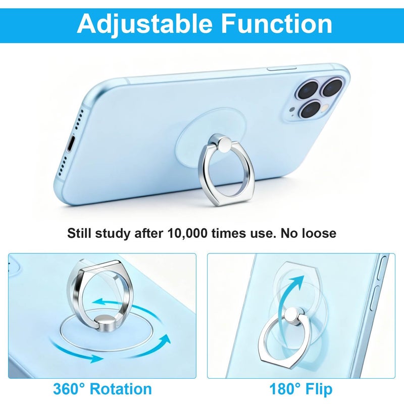 VOVIGGOL Transparent Phone Ring Holder Stand 2 Pcs, 360Â° Rotation Cell Phone Ring Holder Mobile Finger Kickstand Hand Phone Grip for iPhone, Clear Phone Ring for Phone Case (Round) - Image 3