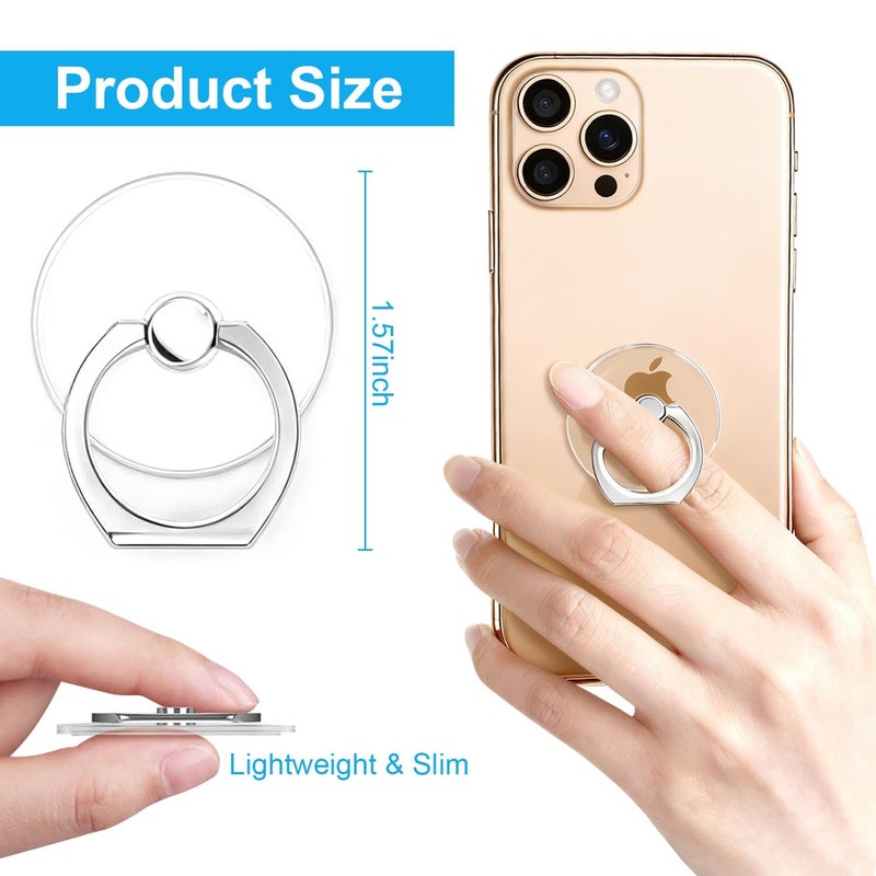 VOVIGGOL Transparent Phone Ring Holder Stand 2 Pcs, 360Â° Rotation Cell Phone Ring Holder Mobile Finger Kickstand Hand Phone Grip for iPhone, Clear Phone Ring for Phone Case (Round) - Image 2