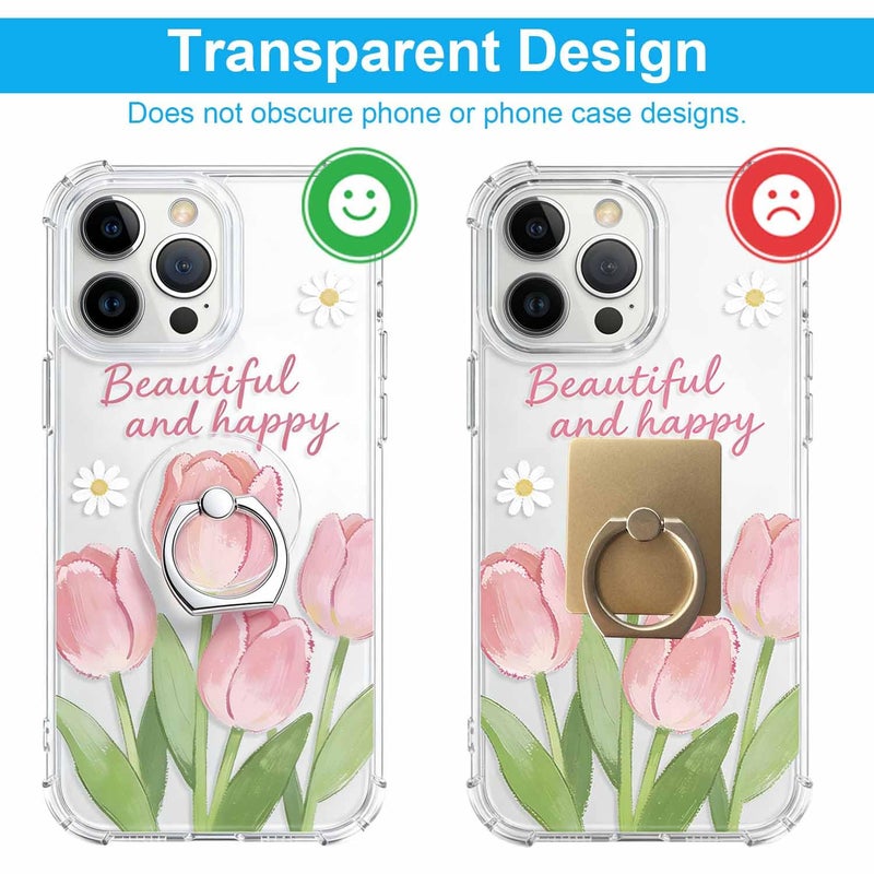 VOVIGGOL Transparent Phone Ring Holder Stand 2 Pcs, 360Â° Rotation Cell Phone Ring Holder Mobile Finger Kickstand Hand Phone Grip for iPhone, Clear Phone Ring for Phone Case (Round) - Image 5