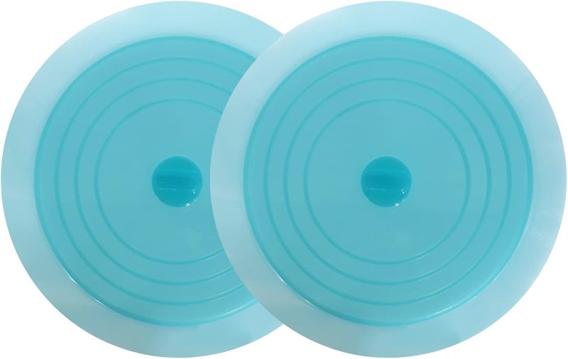V-TOP Tub Stopper 2 Pack, 6 inches Large Silicone Drain Plug Hair Stopper Flat Suction Cover for Kitchen Bathroom and Laundry (Blue Transparent) - Image 1