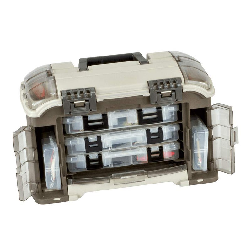 Plano Elite Series Ultimate Angled Tackle System, Graphite & Sandstone, Includes 6 StowAway Utility Boxes, Premium Tackle Storage for Fishing Gear and Accessories, Waterproof Case - Image 1
