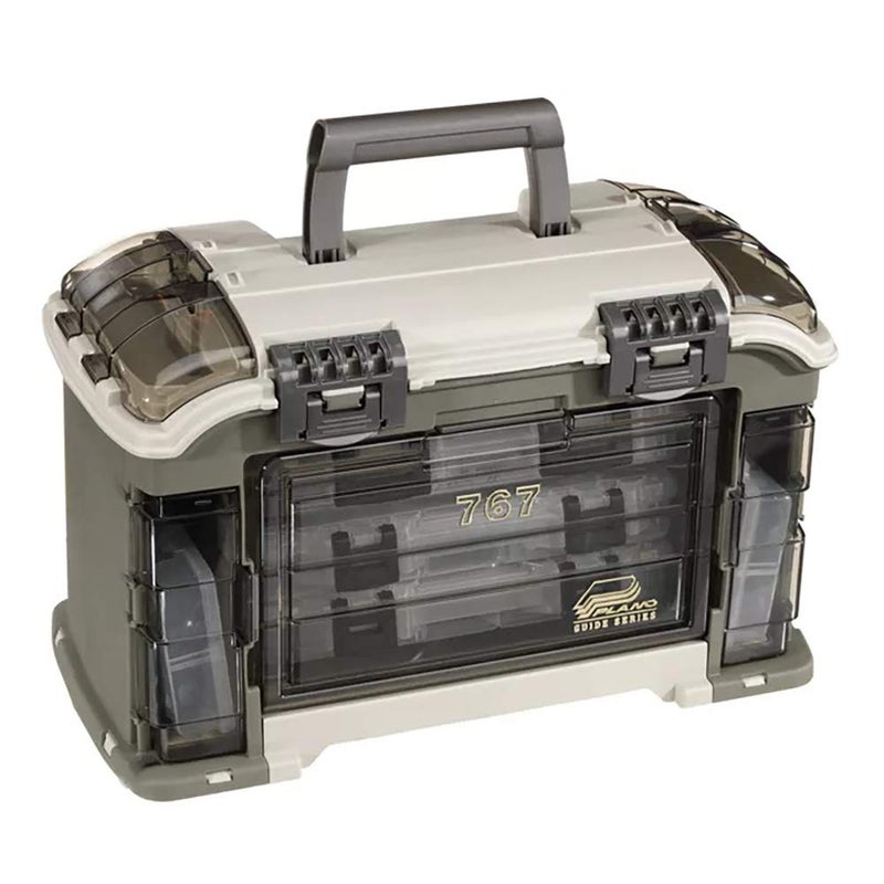 Plano Elite Series Ultimate Angled Tackle System, Graphite & Sandstone, Includes 6 StowAway Utility Boxes, Premium Tackle Storage for Fishing Gear and Accessories, Waterproof Case - Image 3