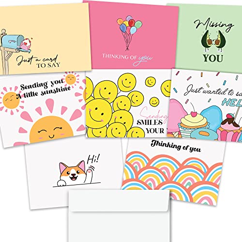 Hat Acrobat 24 Thinking of You Cards with Envelopes - Beautiful Encouragement Cards with 8 Designs to Send to Friends, Family, Groups, Clubs - Uplifting Thinking of You Greeting Cards with A Sentiment Inside (24) - Image 1