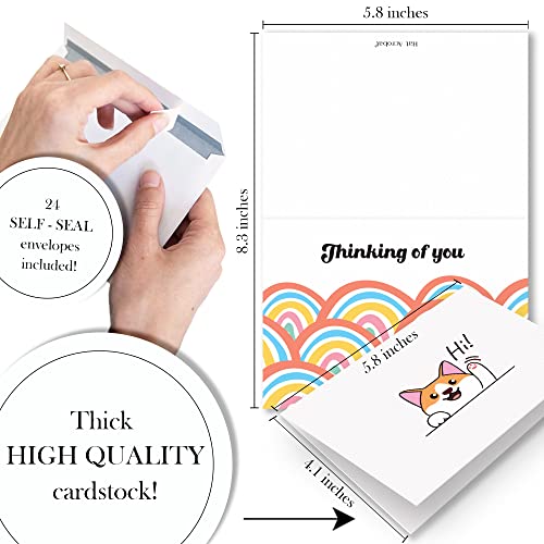 Hat Acrobat 24 Thinking of You Cards with Envelopes - Beautiful Encouragement Cards with 8 Designs to Send to Friends, Family, Groups, Clubs - Uplifting Thinking of You Greeting Cards with A Sentiment Inside (24) - Image 3