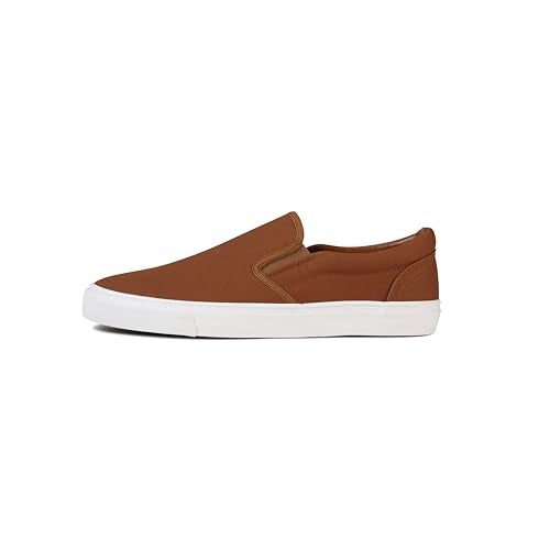 hello basics Men's Sneakers Classic Low Top Slip On Shoes Wide Canvas Skate Loafers Sneakers with Soft Insole Causal Dress Shoes for Men Comfortable Walking Shoes Slip on Sneakers for Men, Brown, 10 - Image 4