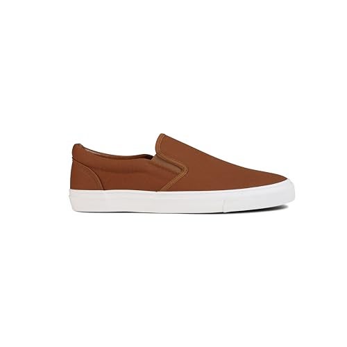 hello basics Men's Sneakers Classic Low Top Slip On Shoes Wide Canvas Skate Loafers Sneakers with Soft Insole Causal Dress Shoes for Men Comfortable Walking Shoes Slip on Sneakers for Men, Brown, 10 - Image 5