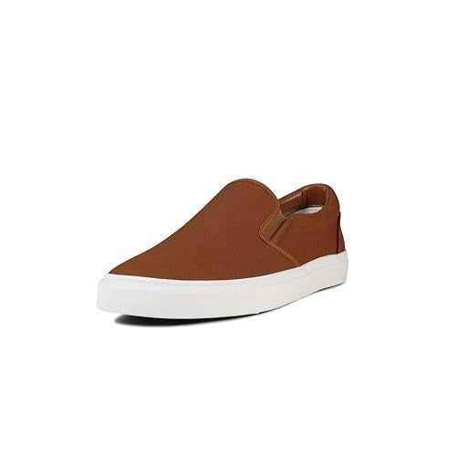 hello basics Men's Sneakers Classic Low Top Slip On Shoes Wide Canvas Skate Loafers Sneakers with Soft Insole Causal Dress Shoes for Men Comfortable Walking Shoes Slip on Sneakers for Men, Brown, 10 - Image 2