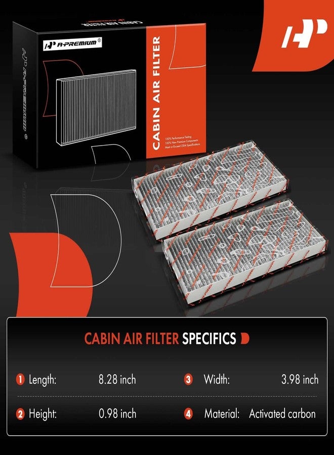 A-Premium 2-PC Cabin Air Filter with Activated Carbon Compatible with Nissan & Infiniti Models - Titan 2004-2015, Armada 2005-2015, NV2500 NV3500 2012-2014, QX56 2004-2010 - V8 5.6L - Image 2