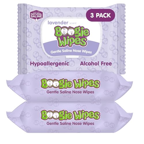 Boogie Wipes Saline Nose Wipes - 90 Count - Lavender Scent, Hypoallergenic & Alcohol-Free - Allergy Relief - Made with Natural Saline, Aloe, Chamomile & Vitamin E - Diaper Bag Essential - Image 1