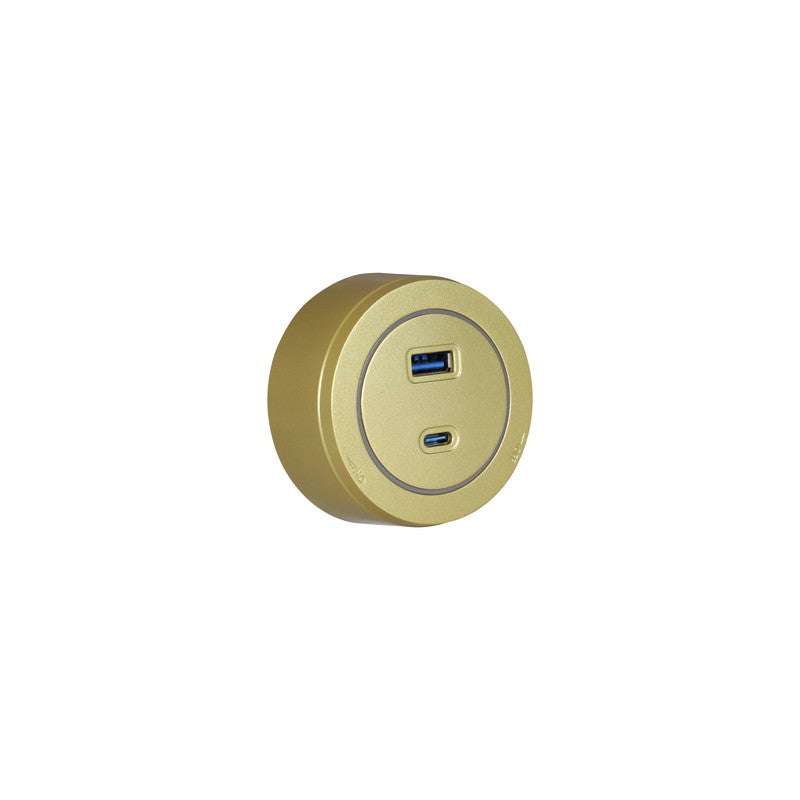 Jana Light USB & USB Type-C Charger Port Socket Gold with Light ZOYA-016 GD 5V 3.1A - Image 1