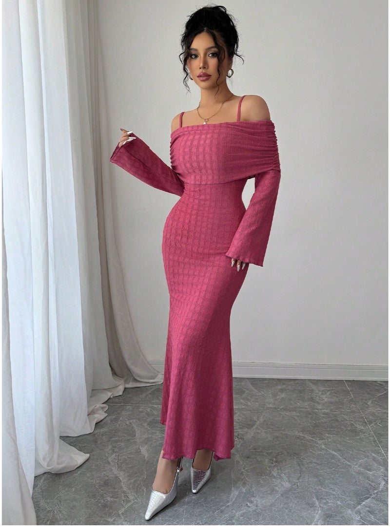 SHEINOff Shoulder Fitted Elegant Lady Dress, Slim And Chic - Image 2