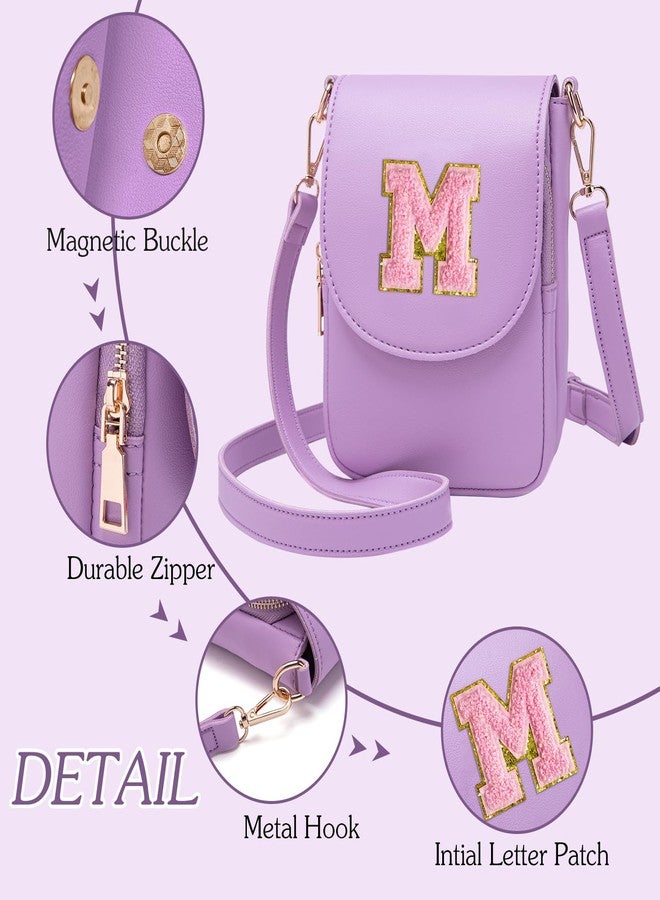 Viverte Crossbody Purse for Teen Girls Small Initial Cell Phone Toddler Purse Leather Triple Compartment Crossbody Bags, Lavender, M - Image 5