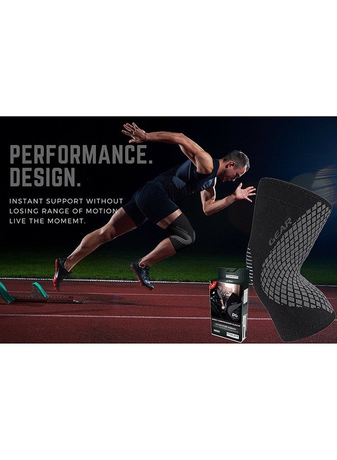 Physix Gear Sport PHYSIX GEAR Knee Support Brace - Premium Recovery & Compression Sleeve for Meniscus Tear, ACL, MCL Running & Arthritis - Best Neoprene Stabilizer Wrap for Crossfit, Squats & Workouts (Single Grey L) - Image 4