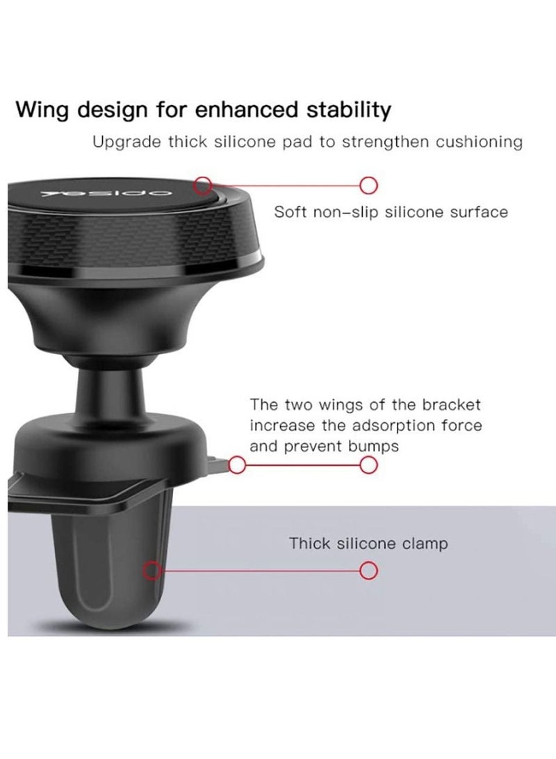 Yesido Mobile Magnetic Car Holder Black, 360 Degree Magnetic Mount Air Vent Cradle Compatible with iPhone 12 mini/12/12 pro, Samsung Galaxy S21/20 or Note Ultra, Huawei and more - Image 2