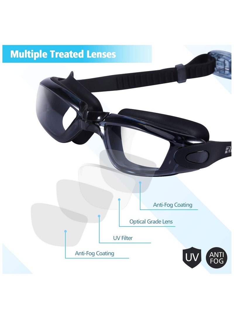 Cuken Swim Goggles No Leaking Anti-Fog Pool Goggles Swimming Goggles for Adult Men Women Youth, UV Protection Clear Vision Black - Image 4