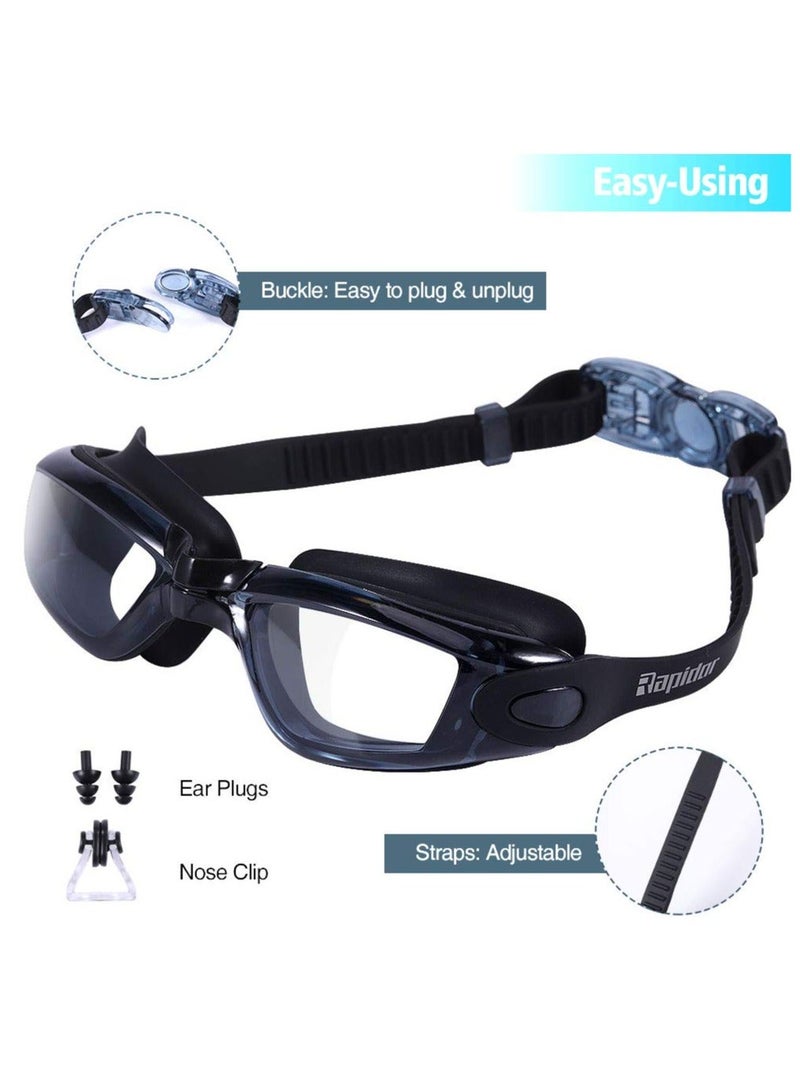 Cuken Swim Goggles No Leaking Anti-Fog Pool Goggles Swimming Goggles for Adult Men Women Youth, UV Protection Clear Vision Black - Image 3
