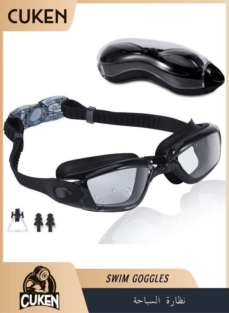 Cuken Swim Goggles No Leaking Anti-Fog Pool Goggles Swimming Goggles for Adult Men Women Youth, UV Protection Clear Vision Black - Image 1