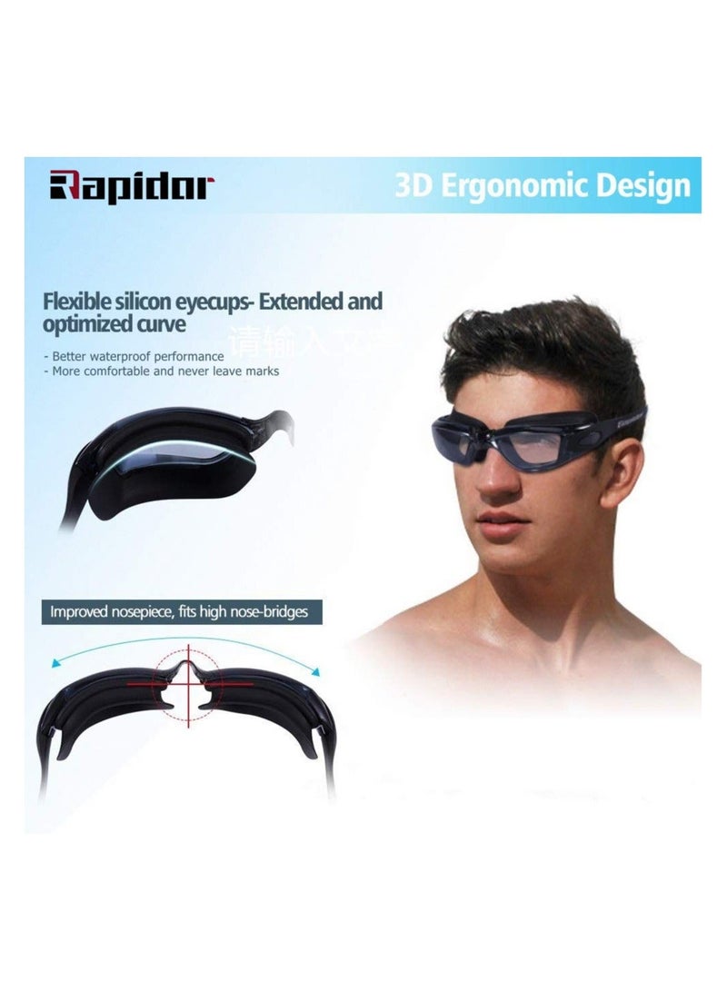 Cuken Swim Goggles No Leaking Anti-Fog Pool Goggles Swimming Goggles for Adult Men Women Youth, UV Protection Clear Vision Black - Image 2
