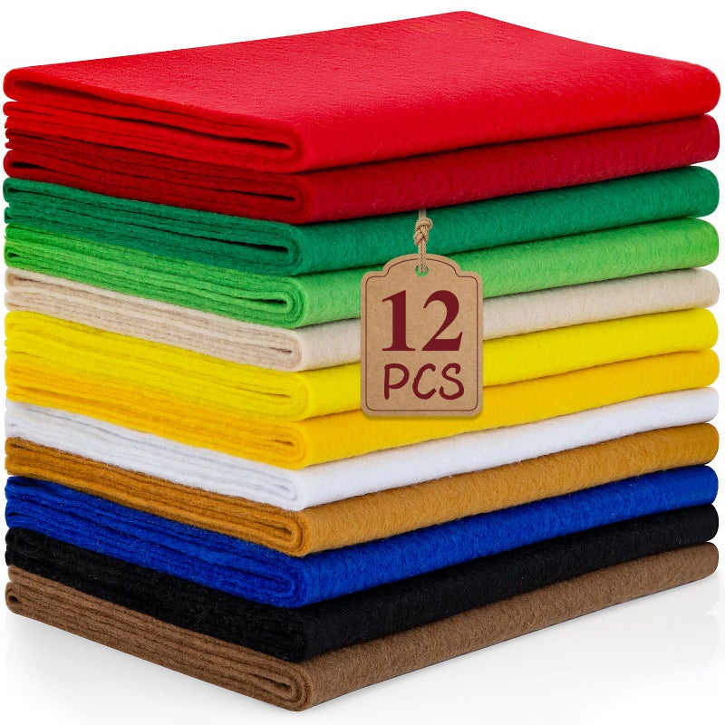 MITINU 12 Rolls 8x35205x90cm 14mm Thick Soft Felt Fabric Sheet 12 Assorted Colors Felt Pack for DIY Craft Sewing Squares Nonwoven Patchwork - Image 2