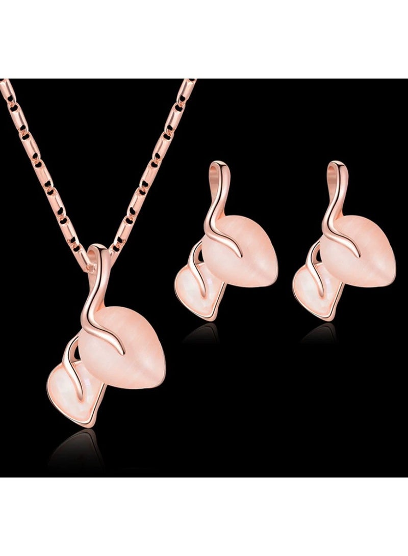 Goolsky Rose Gold Jewelry Set for Women – Elegant Hypoallergenic Fade-Resistant Necklace & Earrings Duo, Ideal for Weddings Date Nights Office Anniversary - Image 3