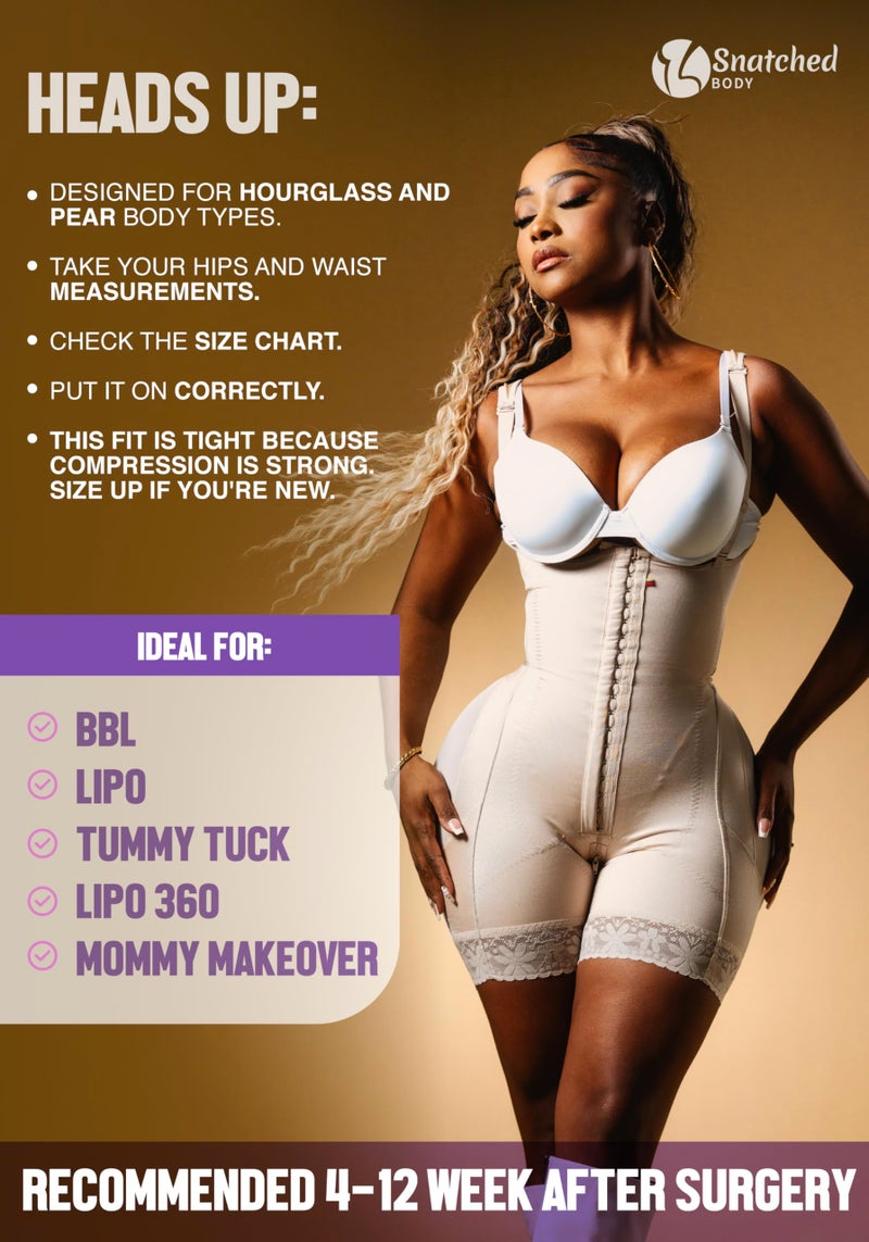 Snatched Body Tummy Control Shapewear Bodysuit | Stage 2 Faja Short Leg | Fajas Colombianas for Post-Op BBL Beige XS - Image 5