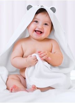 URbazaar 2Pcs Bamboo Hooded Baby Towel,Organic Bamboo Bath Towel for Toddler, Soft and Super Absorbent Washcloth, Machine Washable Towel, Keeps Your Baby Warm & Cosy  - Image 5