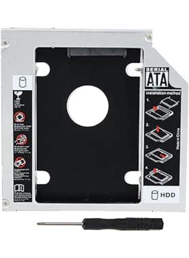 Hard Drive Caddy Tray, Universal 9.5mm SATA to SATA 2nd SSD HDD Hard Disk Caddy Adapter Tray Enclosures - Hard Disk Mounting Bracket with Screwdriver Compatible for HP, Lenovo, Dell, Acer Laptops 