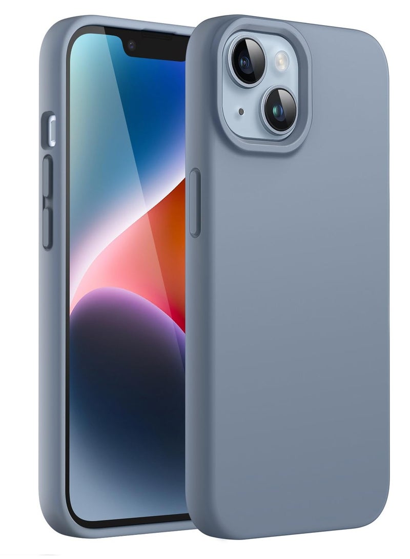 جي تيك حافظة من السيليكون لهاتف آيفون 14 مقاس 6.1 بوصة، حافظة هاتف واقية لكامل الجسم ناعمة الملمس، غطاء مقاوم للصدمات مع بطانة من الألياف الدقيقة باللون الأزرق السييرا - Image 1