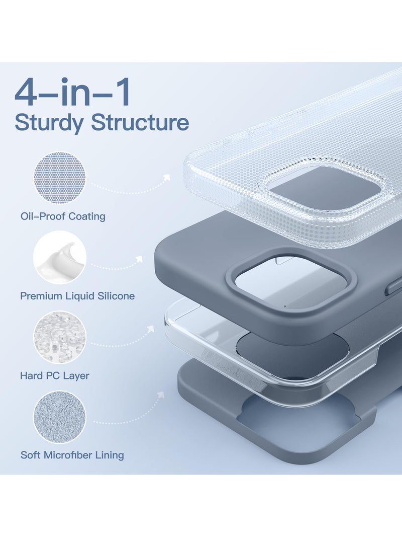 جي تيك حافظة من السيليكون لهاتف آيفون 14 مقاس 6.1 بوصة، حافظة هاتف واقية لكامل الجسم ناعمة الملمس، غطاء مقاوم للصدمات مع بطانة من الألياف الدقيقة باللون الأزرق السييرا - Image 3