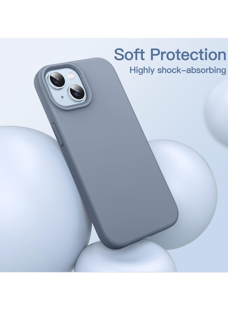 جي تيك حافظة من السيليكون لهاتف آيفون 14 مقاس 6.1 بوصة، حافظة هاتف واقية لكامل الجسم ناعمة الملمس، غطاء مقاوم للصدمات مع بطانة من الألياف الدقيقة باللون الأزرق السييرا - Image 4