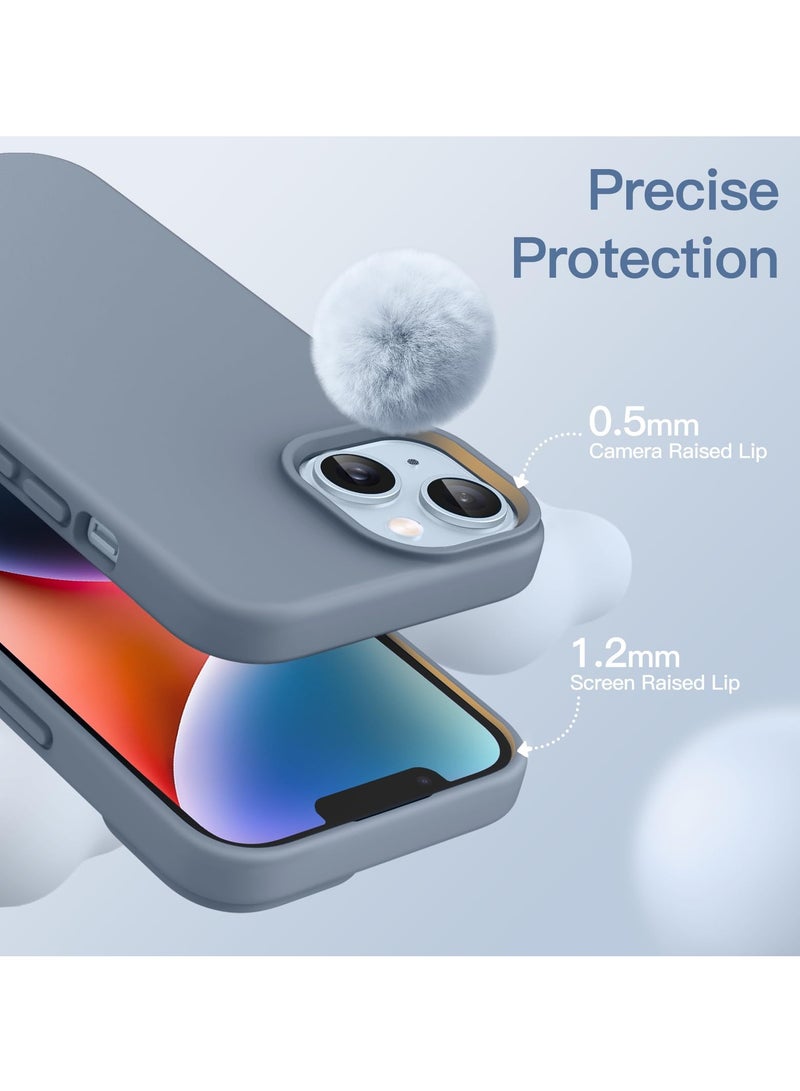 جي تيك حافظة من السيليكون لهاتف آيفون 14 مقاس 6.1 بوصة، حافظة هاتف واقية لكامل الجسم ناعمة الملمس، غطاء مقاوم للصدمات مع بطانة من الألياف الدقيقة باللون الأزرق السييرا - Image 5