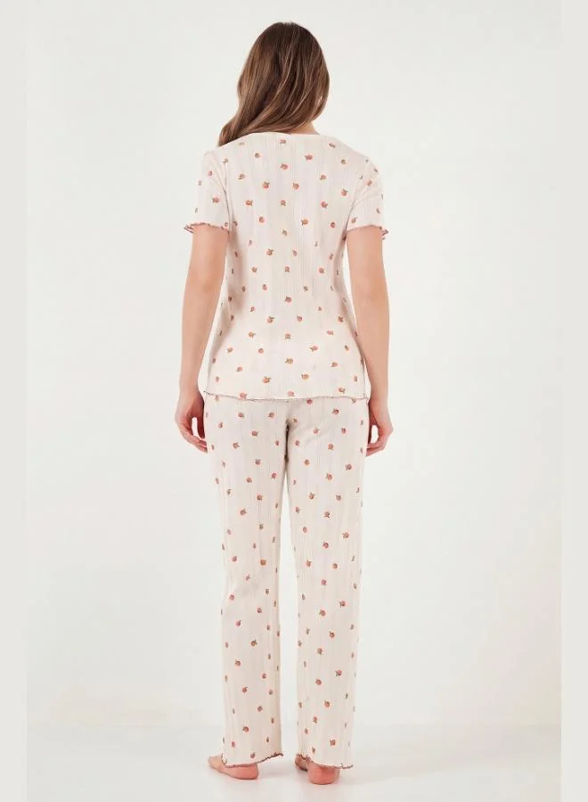 Lela  Lela Cotton Regular Fit Crew Neck Short Sleeve Patterned Comfortable Pajama Set for Women PAJAMAS SET 65770753 for Women | Best Price UAE