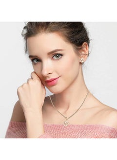 EVEVIC Rose Flower Necklace Earrings Set For Women 18K Gold Plated Jewelry Sets (White)  - Image 2