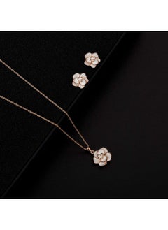 EVEVIC Rose Flower Necklace Earrings Set For Women 18K Gold Plated Jewelry Sets (White)  - Image 3