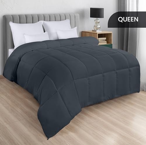 Utopia Bedding أغطية سرير يوتوبيا بحجم كوين، إدخال دوفيت لجميع الفصول، لحاف بديل للريش مع خياطة مربعة وأزرار في الزوايا، قابل للغسل في الغسالة (رمادي) - Image 2