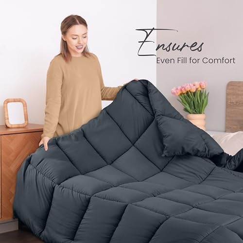 Utopia Bedding أغطية سرير يوتوبيا بحجم كوين، إدخال دوفيت لجميع الفصول، لحاف بديل للريش مع خياطة مربعة وأزرار في الزوايا، قابل للغسل في الغسالة (رمادي) - Image 4